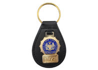 New York polisi özel kişiselleştirilmiş Deri anahtarlık pirinç yumuşak emaye amblemi, altın kaplama ile