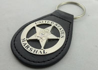 ABD Marshal deri anahtar zinciri, Misty nikel kaplama ile kişiselleştirilmiş Deri anahtarlık metal