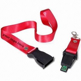 Özel Logo Baskılı Kordon Plastik / Polyester USB Flash Bellek